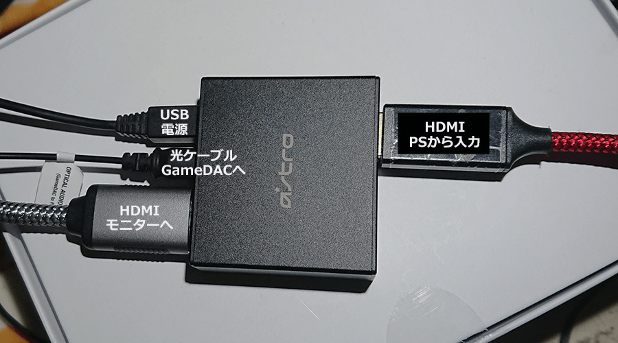 HDMIアダプターとGameDACの接続