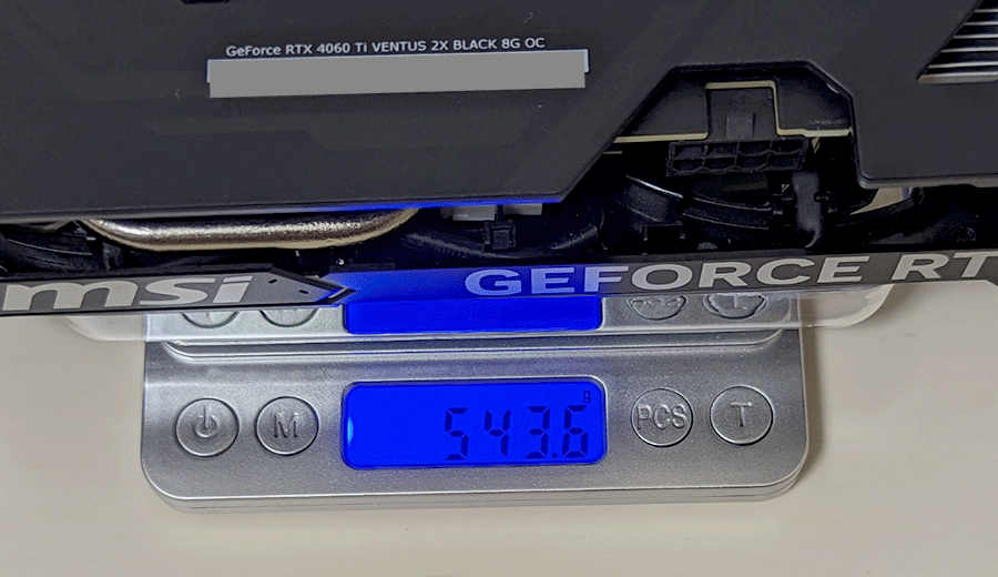 RTX4060Ti グラボの重さ